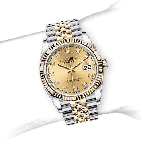 DATEJUST GRIS/JAUNE SERTI