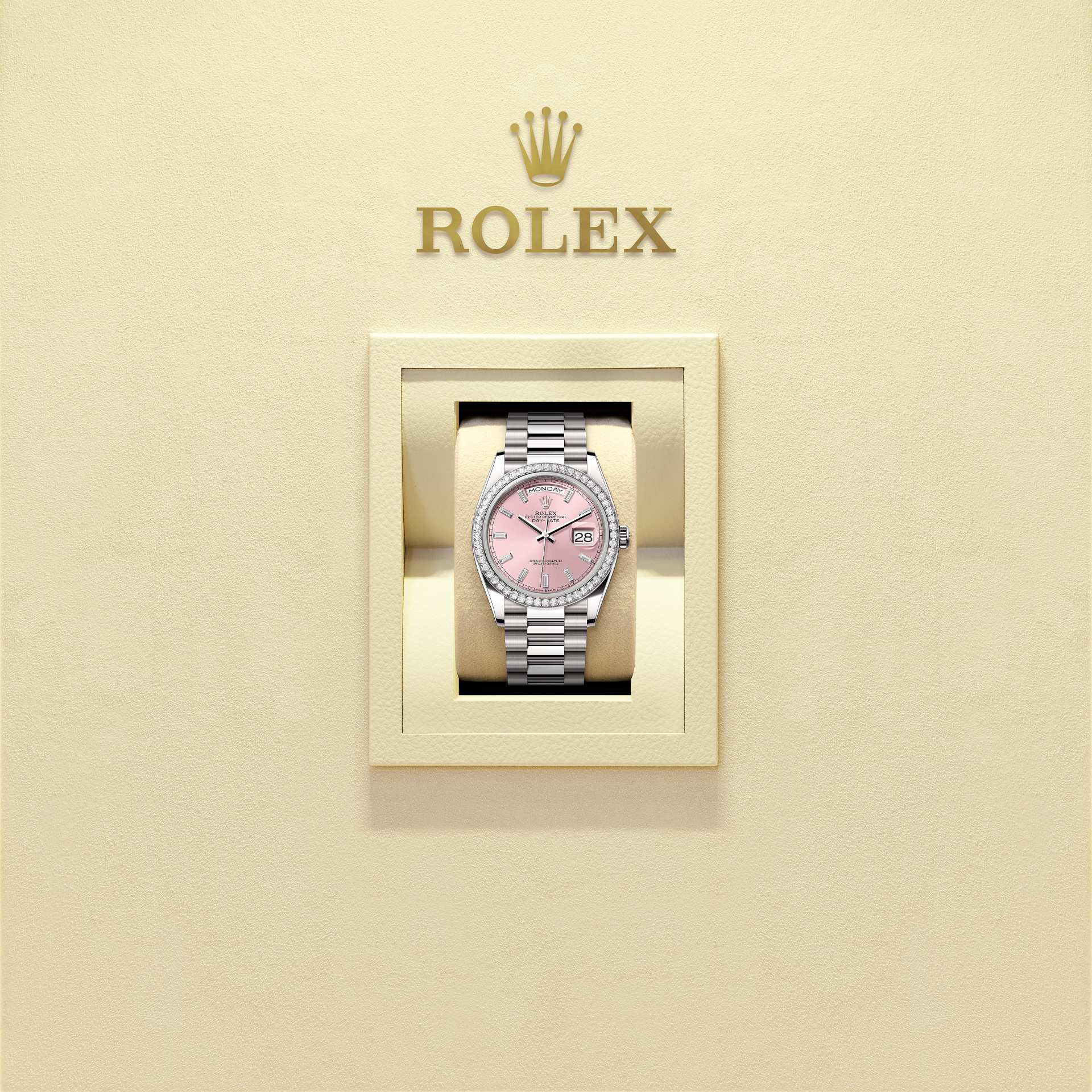DAY DATE 36mm – Cadran Rose Élégant – Finition Diamant